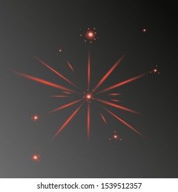 Red horizontal flare. Laser beams, horizontal light beams. Beautiful light flashes. Glowing stripes on a dark background. Bright abstract sparkling lined background.