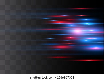 Red horizontal lens flares pack. Laser beams, horizontal light rays.Beautiful light flares. Glowing streaks on dark background. Luminous abstract sparkling lined background.