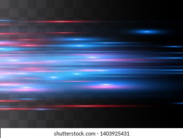 Red horizontal lens flares pack. Laser beams, horizontal light rays.Beautiful light flares. Glowing streaks on dark background. Luminous abstract sparkling lined background.