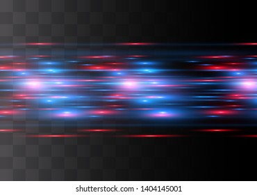 Red horizontal lens flares pack. Laser beams, horizontal light rays.Beautiful light flares. Glowing streaks on dark background. Luminous abstract sparkling lined background.