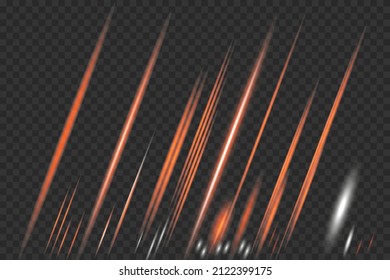 Red horizontal lens flares pack. Laser beams, horizontal light rays.Beautiful light flares. Glowing streaks on dark background. Luminous abstract 