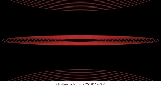 Paquete de destellos de lente Horizontal roja. Rayos láser, rayos de luz Horizontales. Bellos destellos de luz. Rayas brillantes sobre fondo oscuro. Abstracto luminoso