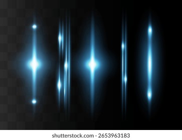 Lente horizontal vermelha flares pack. Feixes de laser, raios de luz horizontais. Lindo clarões de luz. Listras brilhantes no plano de fundo escuro.