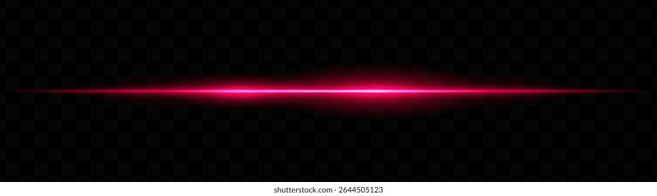 Feixe de luz horizontal vermelho com dois brilhos brilhantes e desfoque suave em fundo transparente. Faixa de energia futurista ideal para visuais de ficção científica, HUDs ou sobreposições tecnológicas brilhantes.