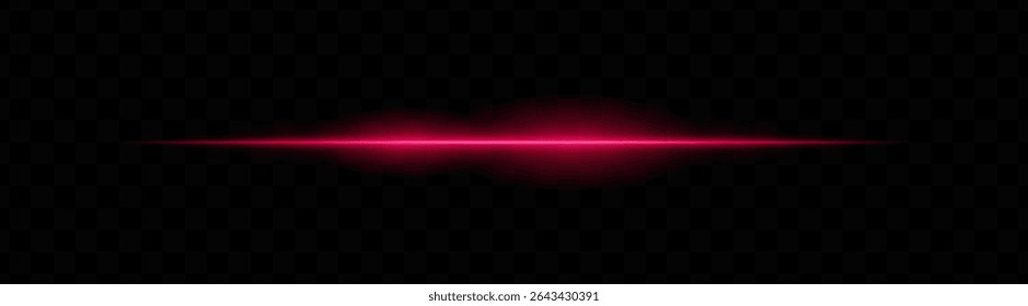 Red horizontal light beam with glowing core and smooth blur edges on transparent background. Ideal for sci-fi transitions, laser HUD elements, or futuristic glow effects.