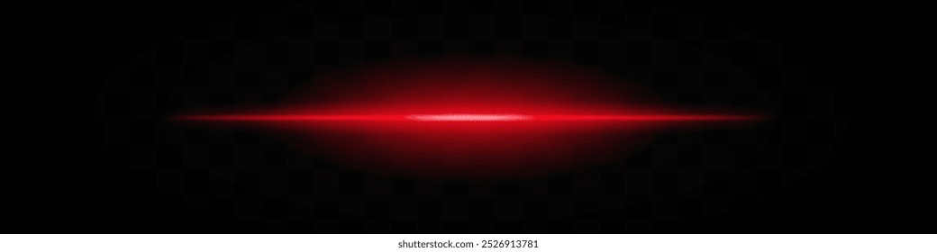 Red horizontal light beam isolated on transparent background. Intense glowing effect with smooth gradient and soft edges. Ideal for futuristic designs, digital graphics, and sci-fi themes.