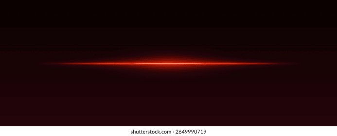 Feixe de luz horizontal vermelho sobre fundo de gradiente escuro. Linha brilhante afiada com bordas suaves cria efeito de ficção científica.