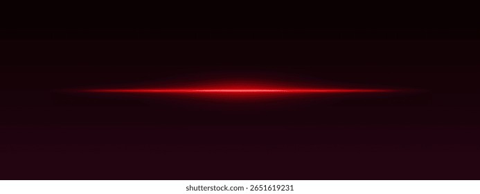 Feixe de luz horizontal vermelho sobre fundo de gradiente escuro. Linha brilhante afiada com bordas suaves cria efeito de ficção científica.