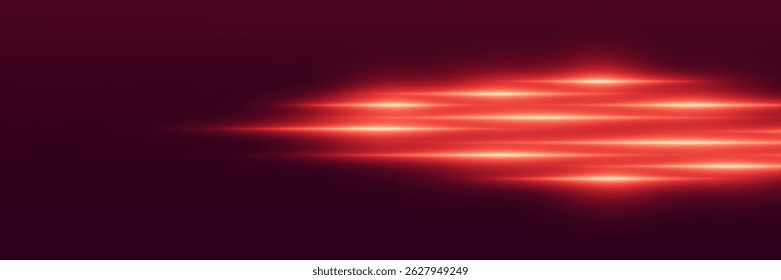 Red horizontal light effect. Laser effect of speed and brilliance of sparks.