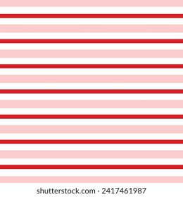 Red horizontal stripes seamless pattern. Abstract hand drawn geometrical stripy background Valentines Day. Vector seamless pattern with doodle horizontal stripes. Stripy background. Valentines Day.