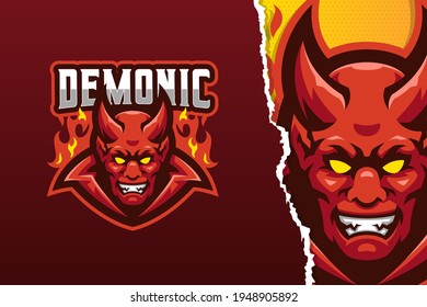 Red Horn Demon Mascot Logo Template