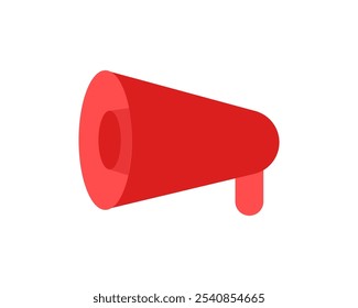 Red horn loudspeaker. Vector simple color flat illustration.