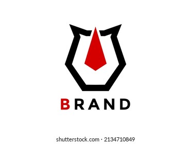 red horned rhino logo, perfect for corporate symbols.