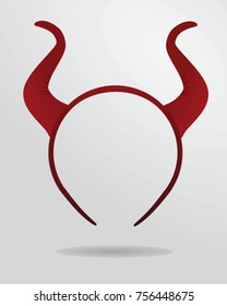 Red horns headband mask. vector illustration