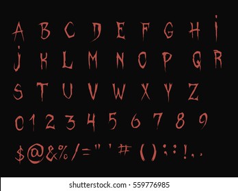 Red horror font - vector