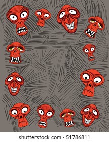 Red horror skulls on the background