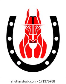 red horse and the black horseshoe