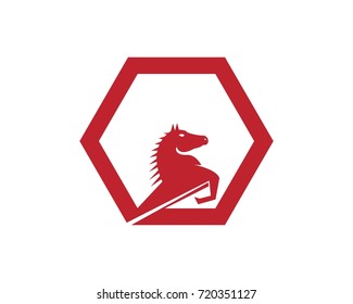 Red Horse Fast  Logo Design Template