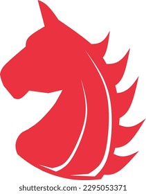 Red horse head logo icon symbol unique simple for vector design