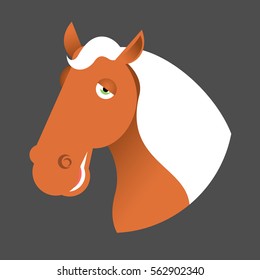 red horse head. Muzzle hoss isolated on white background