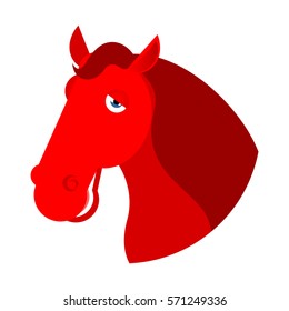 red horse head. Muzzle hoss isolated on white background

