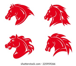 Red horse heads for mascot and tattoo design