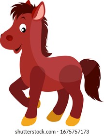 Red horse, illustration, vector on white background.