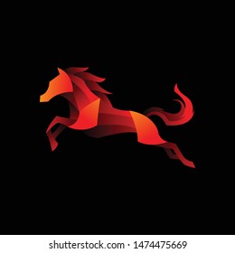 red horse logo icon template geometric  vector with dark background, look modern and minimalist