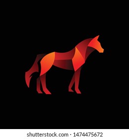 red horse logo icon template geometric  vector with dark background, look modern and minimalist