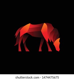 red horse logo icon template geometric  vector with dark background, look modern and minimalist