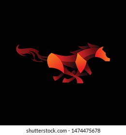 red horse logo icon template geometric  vector with dark background, look modern and minimalist