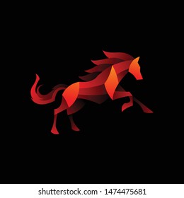 red horse logo icon template geometric  vector with dark background, look modern and minimalist