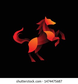 red horse logo icon template geometric  vector with dark background, look modern and minimalist