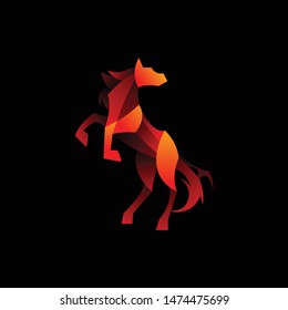 red horse logo icon template geometric  vector with dark background, look modern and minimalist