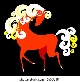 red horse on black background