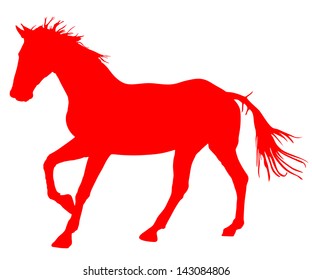 red horse silhouette, vector illustration , horse race, isolated on white background