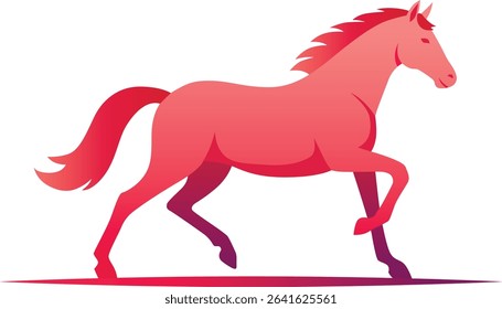  Red horse symbol of new year 2026. Vextor illustration, logo 