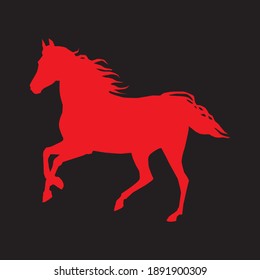 Red horse, vector illustration, black background
