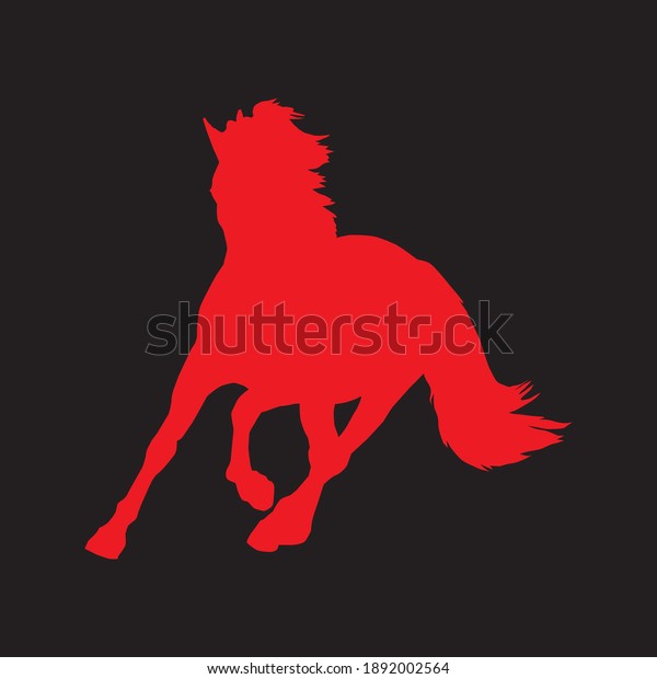 Red Horse Vector Illustration Black Background Stock Vector (Royalty ...