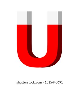 red horseshoe magnet with u shape isolated on white background. vector illustration