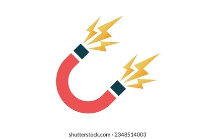 Red horseshoe magnet, magnet, magnet.on white background.Vector Design Illustration.