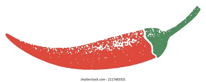 Red hot cayenne pepper illustration with grungy texture