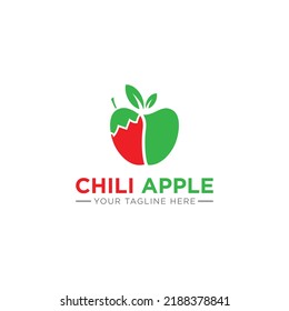 Red Hot Chili and apple logo designs concept vector, Iconic Chili apple logo symbol