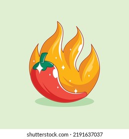 Red hot chili hand-drawn cartoon art illustration 