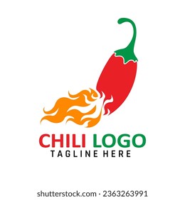 Red Hot Chili icon logo. Burning chili design vector Illustration