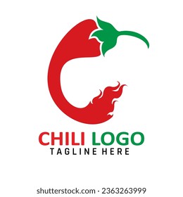 Red Hot Chili icon logo. Burning chili design vector Illustration
