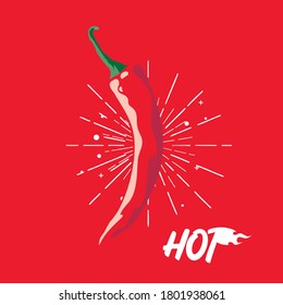 Ilustración de chile rojo caliente para salsas y pepinillos 