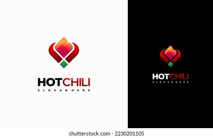 Diseño de los diseños de los logotipos Red Hot Chili vectores de concepto, plantilla de diseños de los logotipos Spicy Pepper