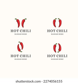 Red Hot Chili logo set concept vector design, Spicy Pepper logo design template .