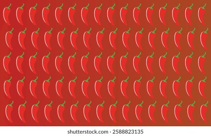 Red hot chili pepper background. Chili doodle pattern. Red hot chili pepper wallpaper. Red hot chili pepper seamless pattern 